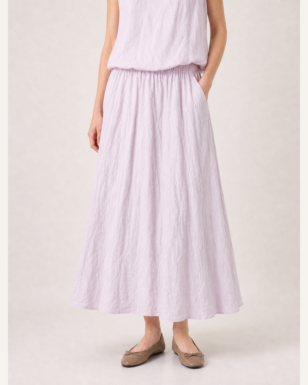 Crinkle A-Line Midi Skirt