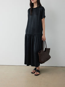 Crinkle Cupro Short-Sleeve Dress