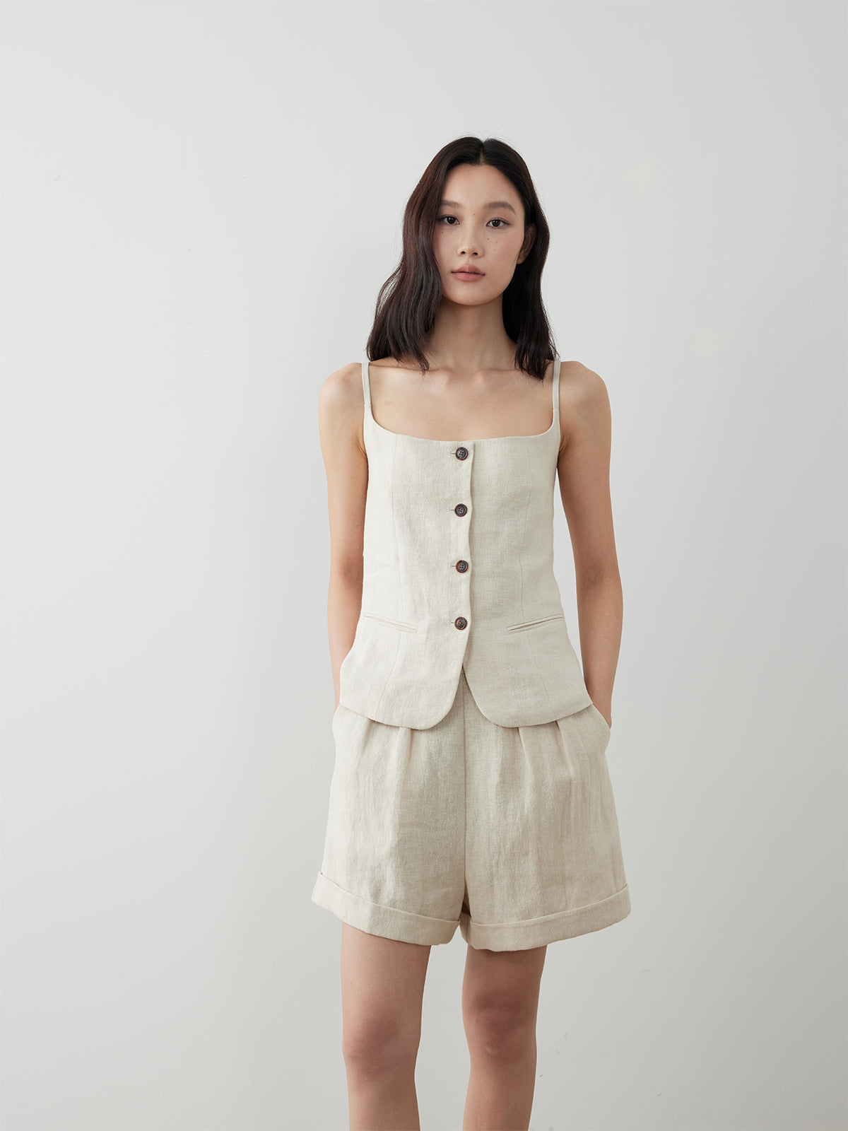 Linen Boat-Neck Camisole