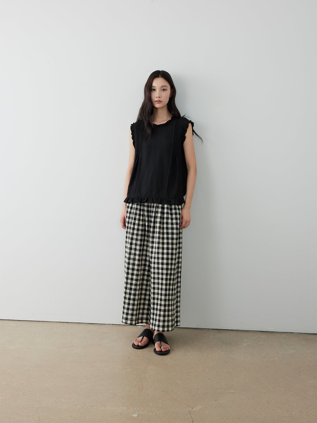Check Wide-Leg Cropped Trousers