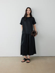 Crinkle Cupro Short-Sleeve Dress