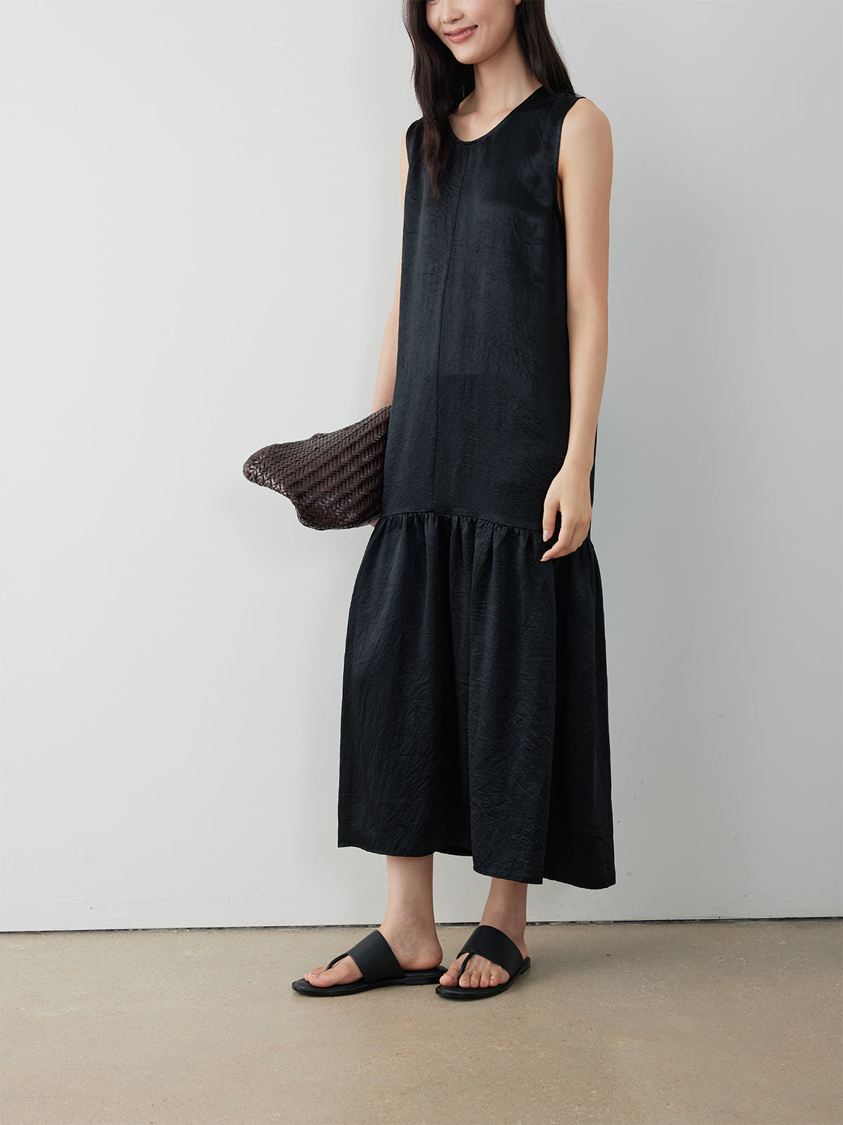 Cupro Sleeveless Midi Dress