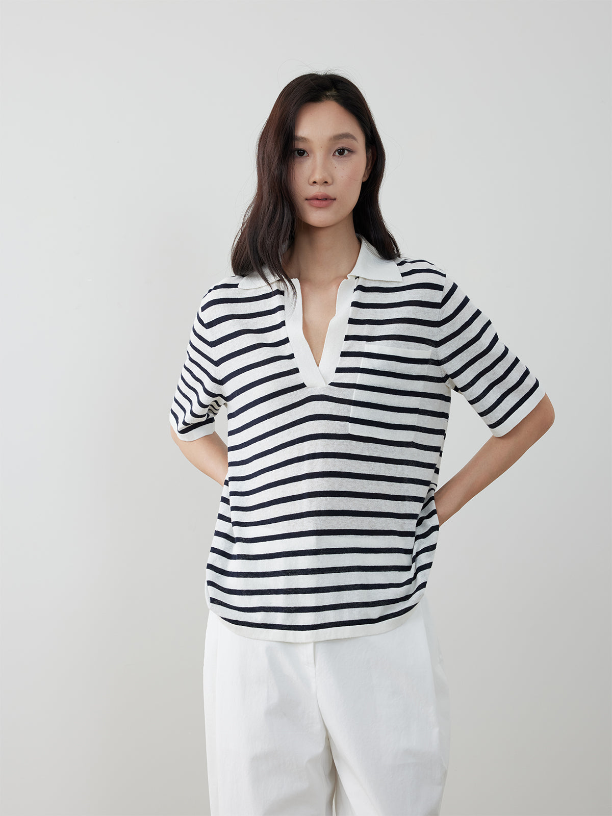 Striped Knit Polo