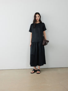 Crinkle Cupro Short-Sleeve Dress