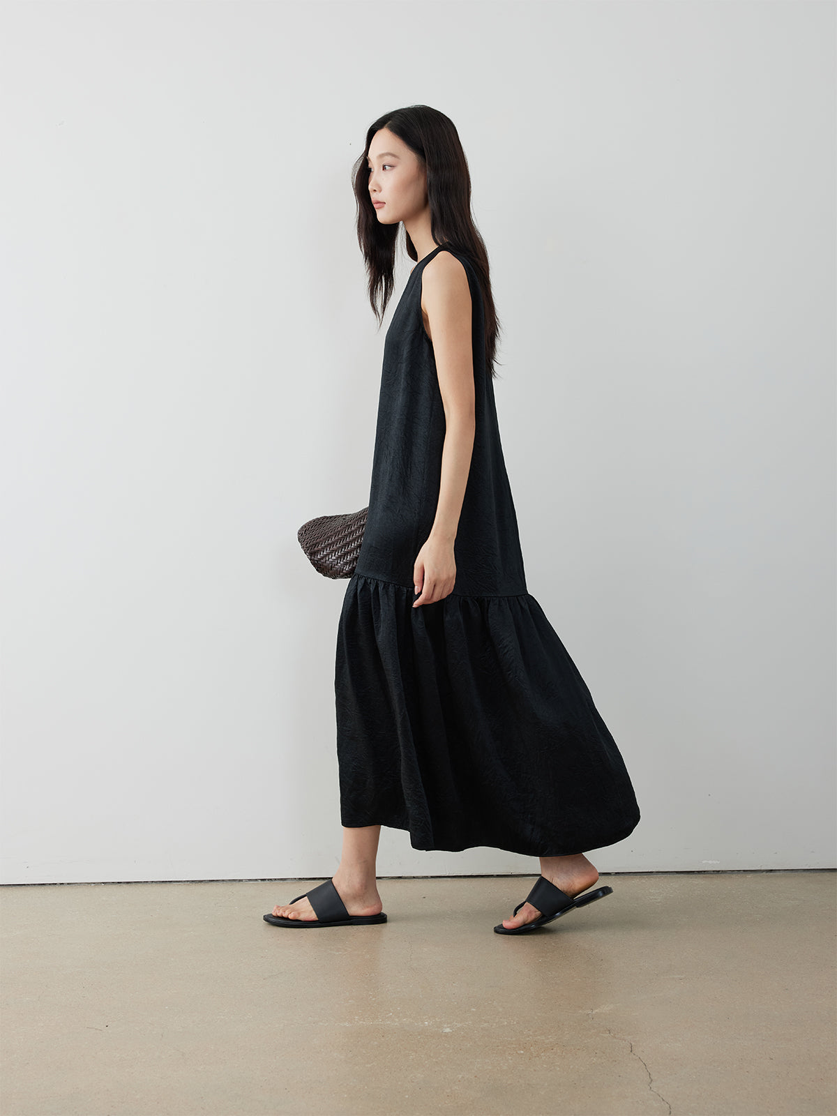 Cupro Sleeveless Midi Dress