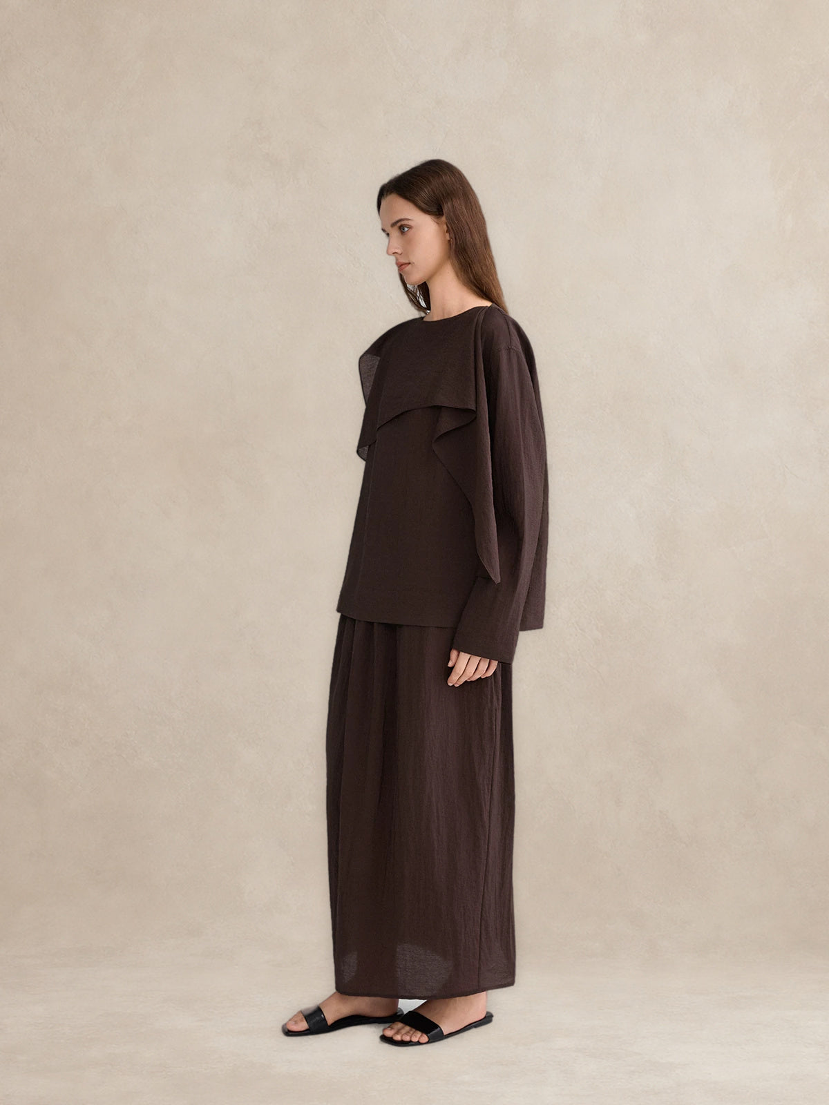 Fold-Over Collar Oversized Top