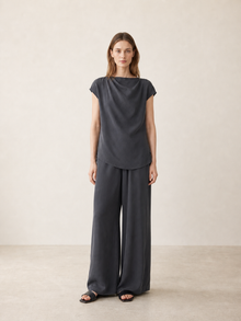 Asymmetric Cupro Cowl-Neck Top