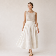 Jacquard Pleated Midi Skirt