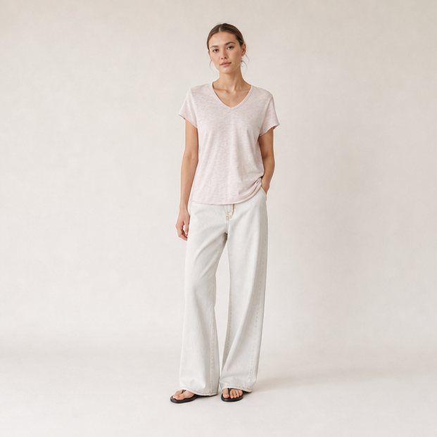 Slub Cotton V-Neck Tee