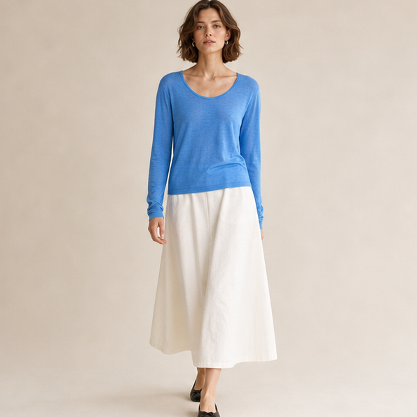 Reversible U-Neck Knit Long-Sleeve Top - product view 1