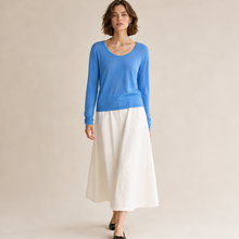 Reversible U-Neck Knit Long-Sleeve Top