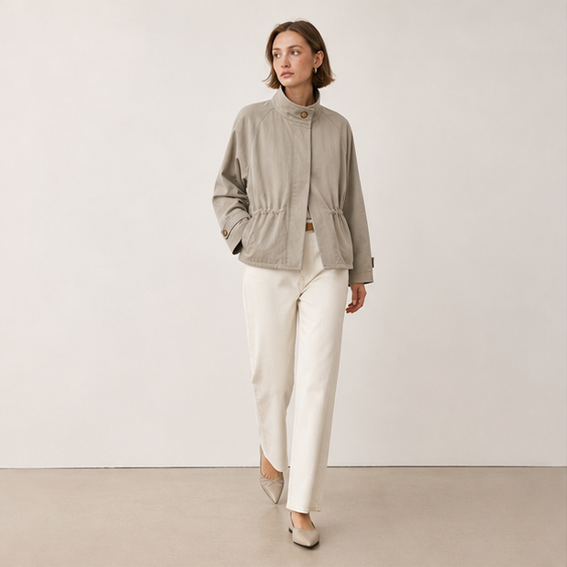 Stand-Collar Lyocell Trench Jacket