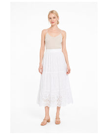 Embroidered Eyelet Midi Skirt