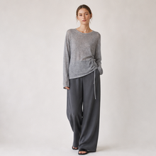 Tie-Waist Wool Knit Sweater
