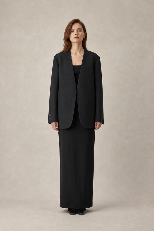 Collarless Wool Blazer - product view 1