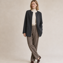 Collarless Wool Blazer