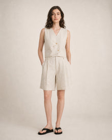 Pleated Linen Shorts