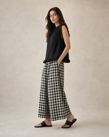 Check Wide-Leg Cropped Trousers