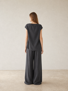 Asymmetric Cupro Cowl-Neck Top