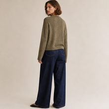 Linen Long-Sleeve Knit Cardigan（Olive Green）