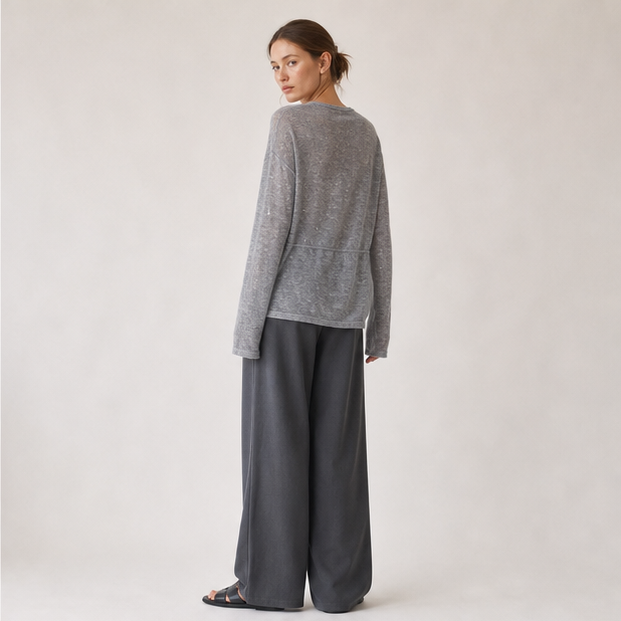 Tie-Waist Wool Knit Sweater