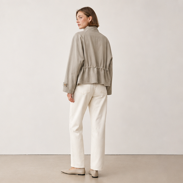 Stand-Collar Lyocell Trench Jacket