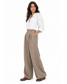Pure Linen Wide-Leg Trousers（brown）