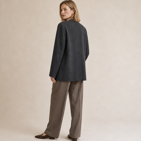Collarless Wool Blazer