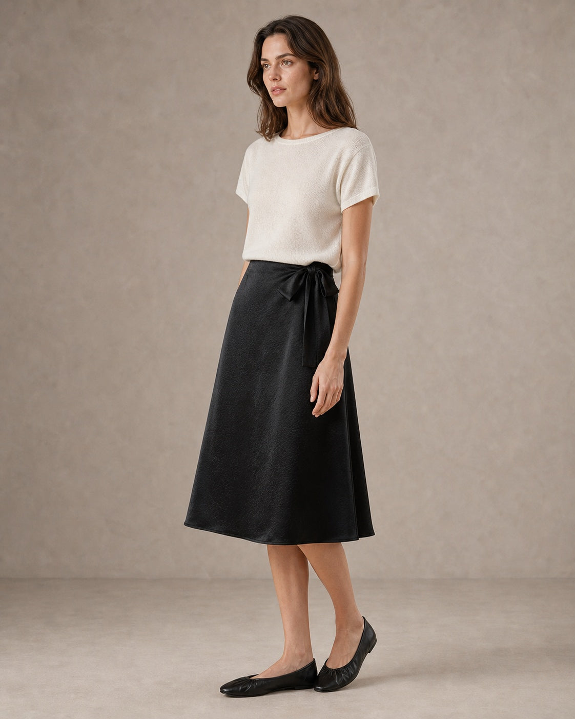 Cupro Tie-Waist Midi Skirt
