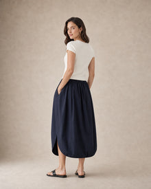 Tuck-Pleated Midi Skirt