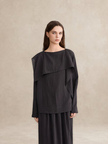 Fold-Over Collar Oversized Top