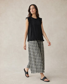 Check Wide-Leg Cropped Trousers