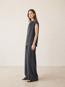 Asymmetric Cupro Cowl-Neck Top