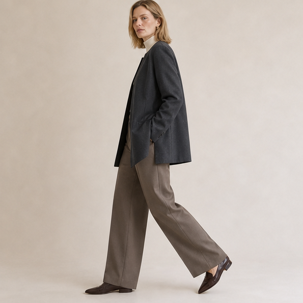 Collarless Wool Blazer