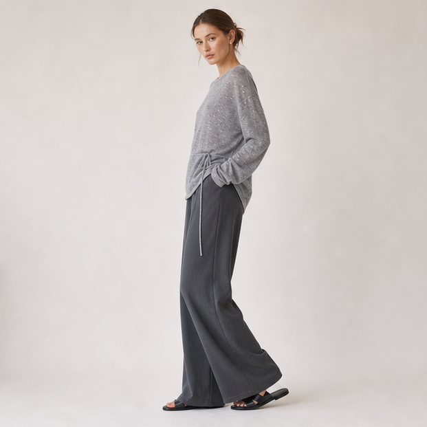 Tie-Waist Wool Knit Sweater