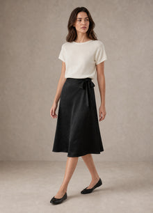 Cupro Tie-Waist Midi Skirt