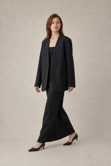 Collarless Wool Blazer