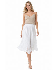 Embroidered Eyelet Midi Skirt
