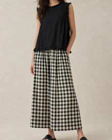 Check Wide-Leg Cropped Trousers