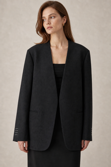 Collarless Wool Blazer