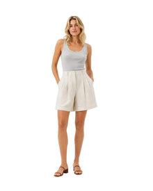 Pleated Linen Shorts