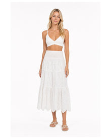 Embroidered Eyelet Midi Skirt