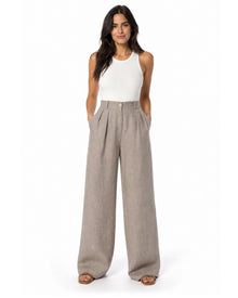 Pure Linen Wide-Leg Trousers（brown）