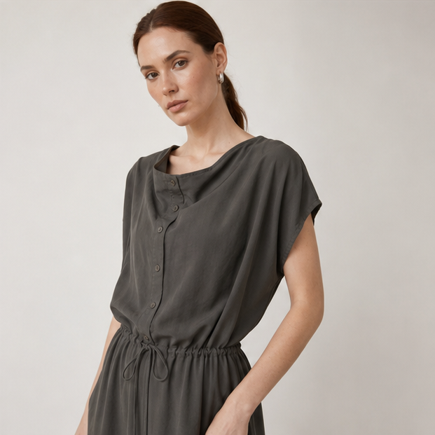 Cowl-Neck Silk-Blend Dress