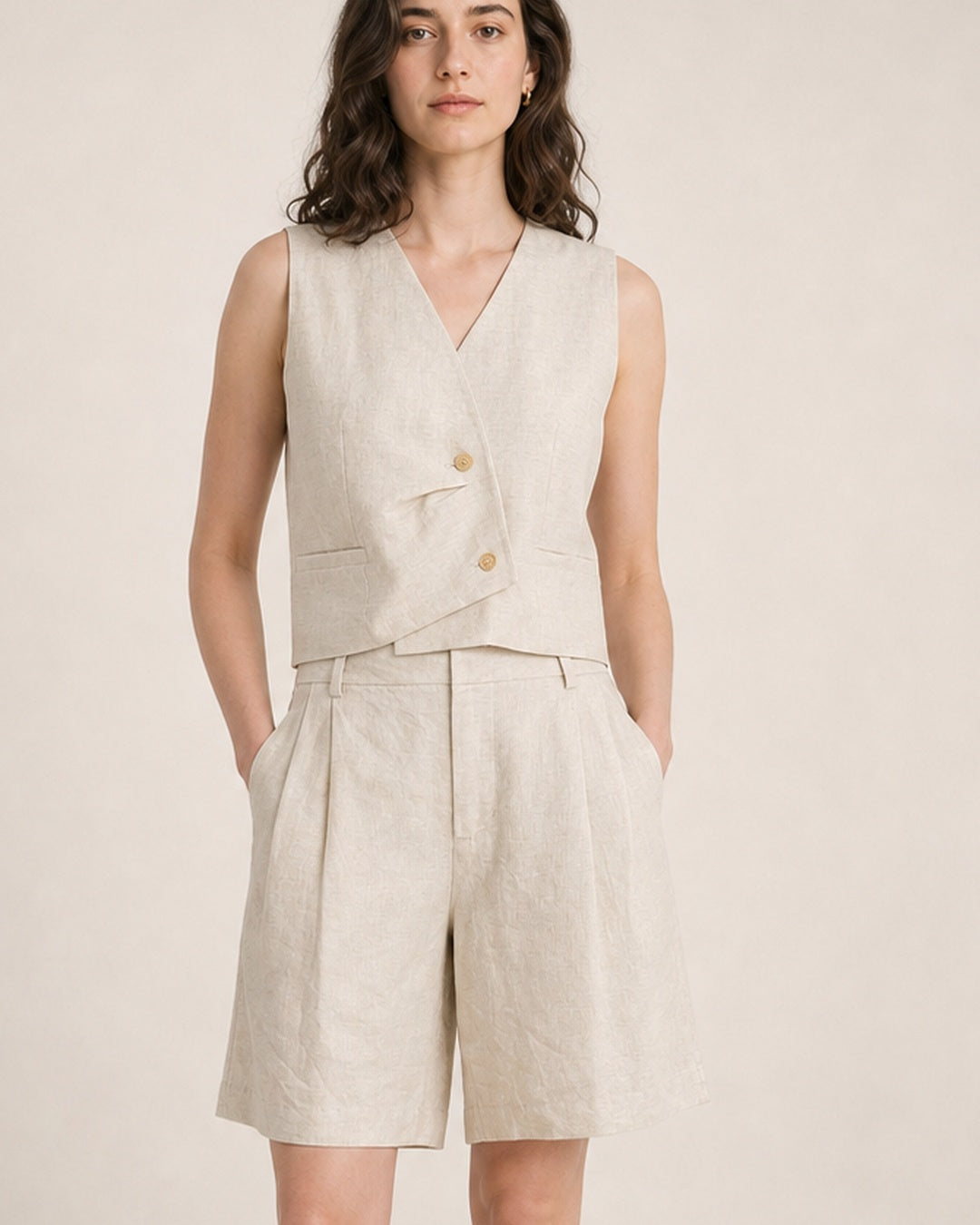 Pleated Linen Shorts