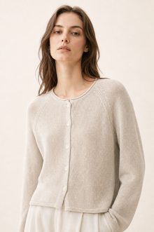 Linen Raglan Knit Cardigan