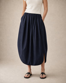 Tuck-Pleated Midi Skirt