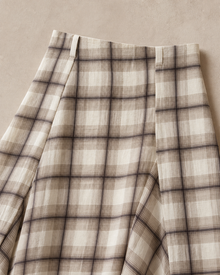 Ramie Check Asymmetric Skirt