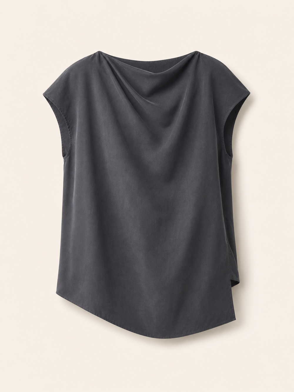 Asymmetric Cupro Cowl-Neck Top