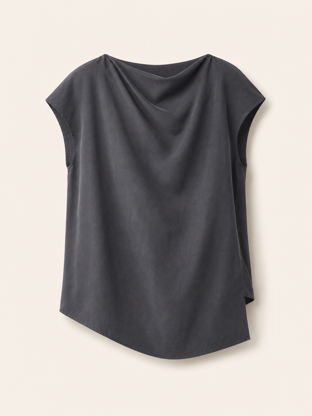 Asymmetric Cupro Cowl-Neck Top